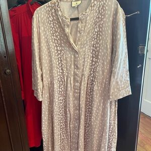 Tuckernuck Tan and White Antelope print shirtdress